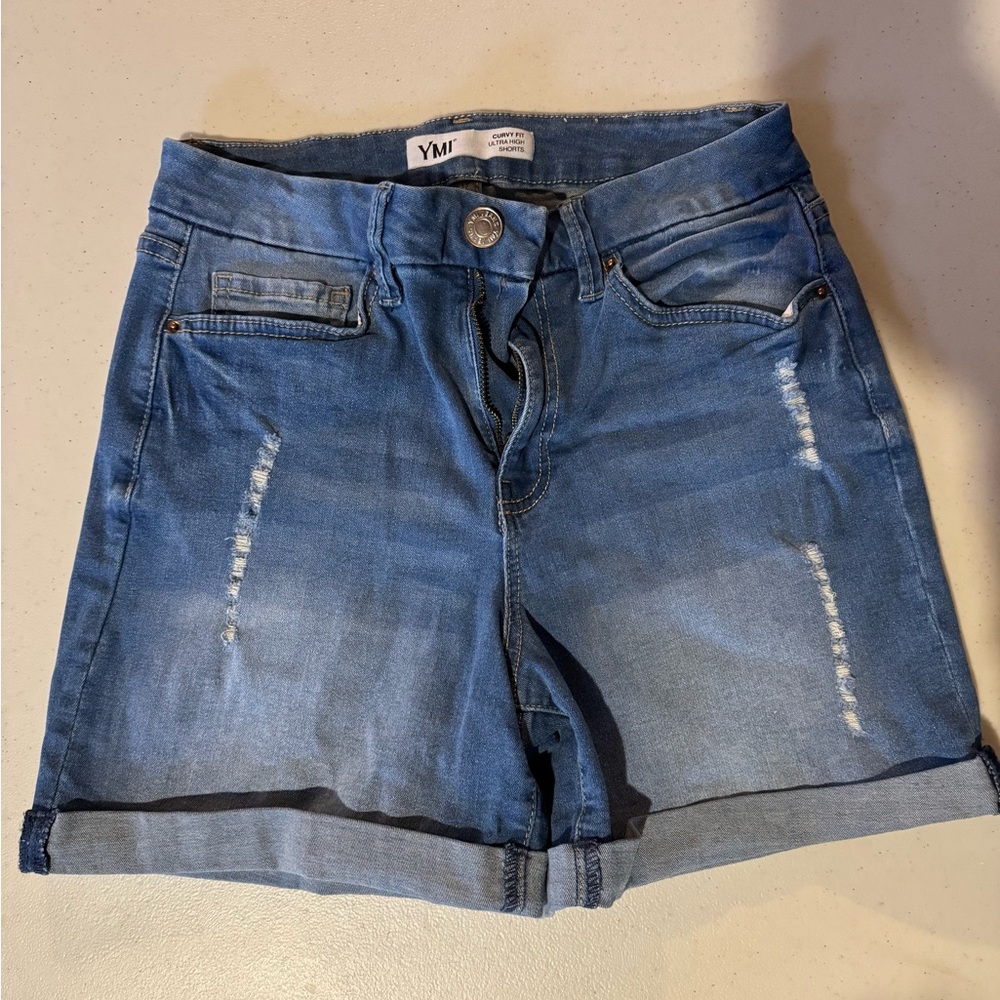 YMI Women's Distressed Denim Jean Shorts
